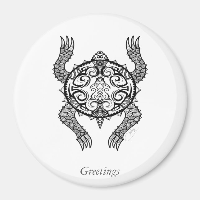 Turtle Zeichnend Magnet (Vorne)