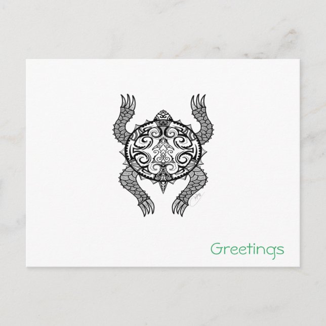 Turtle Zeichnend Postkarte (Vorderseite)