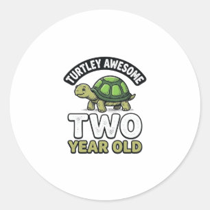 Turtle Zwei Jahre alte Geburtstags Vintage Gravur  Runder Aufkleber