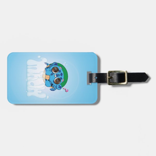 Turtlecat Graffiti Bubble's Mrow? Gepäckanhänger (Vorderseite horizontal)