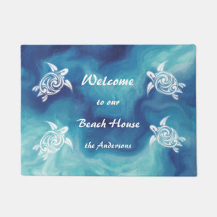 Turtles Beach House Familienname White Blue Doorma Fußmatte