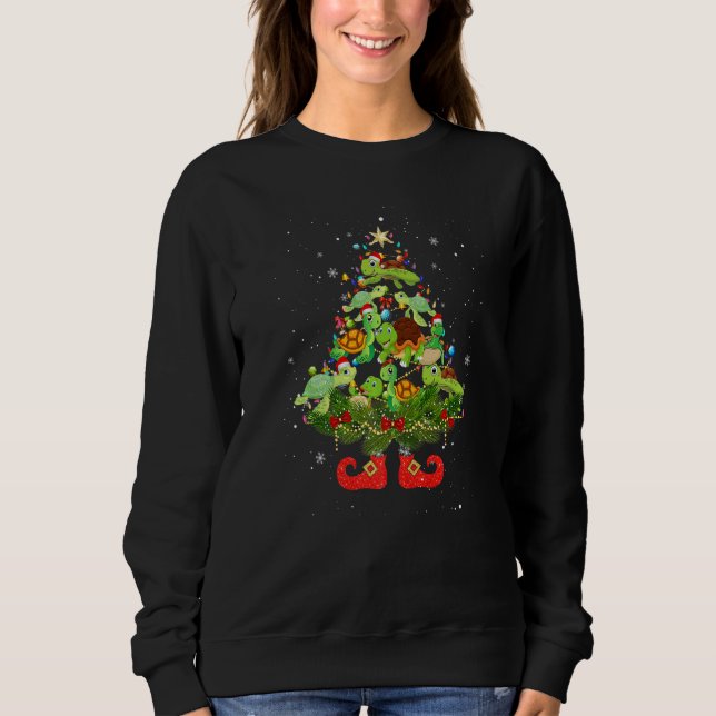 Turtles Christmas Tree Lights  Santa Hat Sweatshirt (Vorderseite)