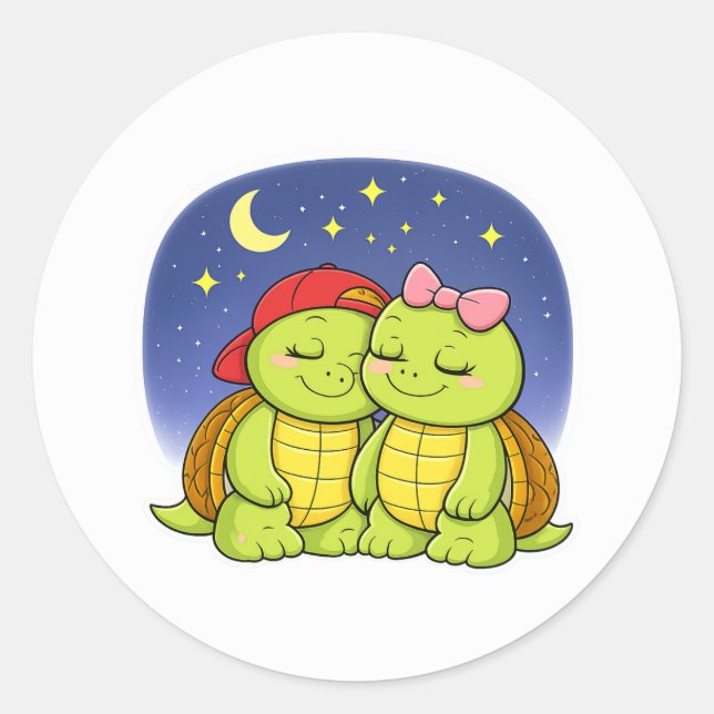 Turtles enjoying a peaceful night runder aufkleber (Vorderseite)