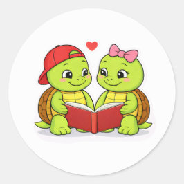 Turtles enjoying a quiet moment runder aufkleber
