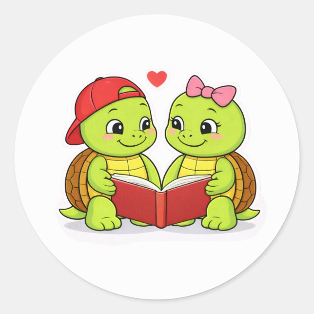 Turtles enjoying a quiet moment runder aufkleber (Vorderseite)