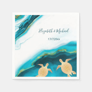 Turtles Küsten-Turquoise Individuelle Strandhochze Serviette