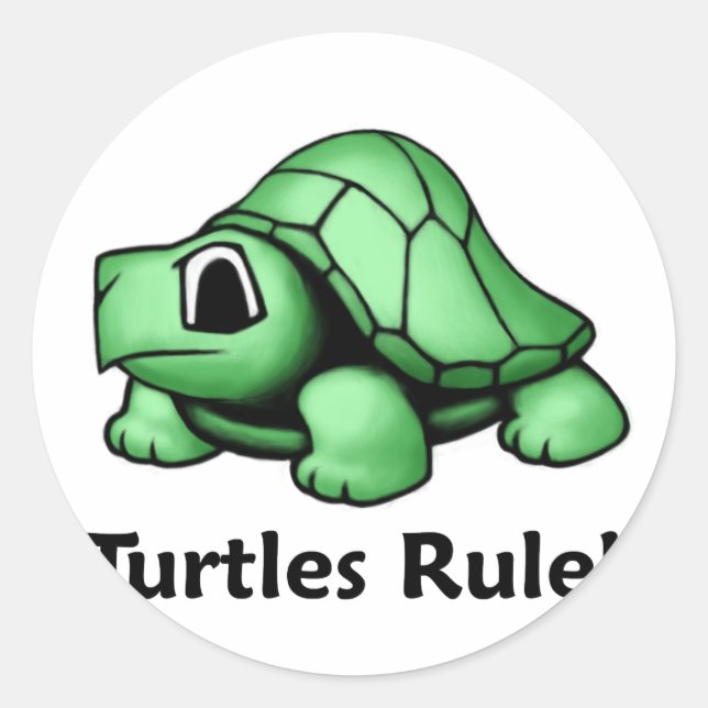 Turtles Regel! Runder Aufkleber (Vorderseite)