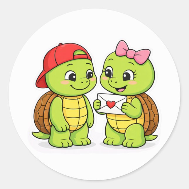 Turtles sharing a sweet moment runder aufkleber (Vorderseite)