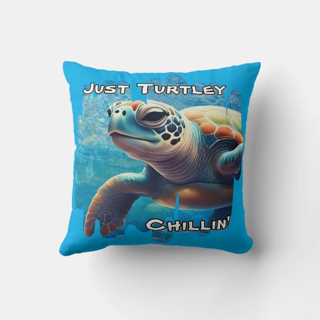 Turtley Chillin' Sea Turtle Nah-Up Friedlich Vibe Kissen (Rückseite)