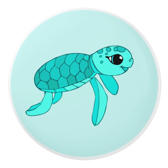 Turtley coole Meeresschildkröte Keramikknauf (Vorderseite)