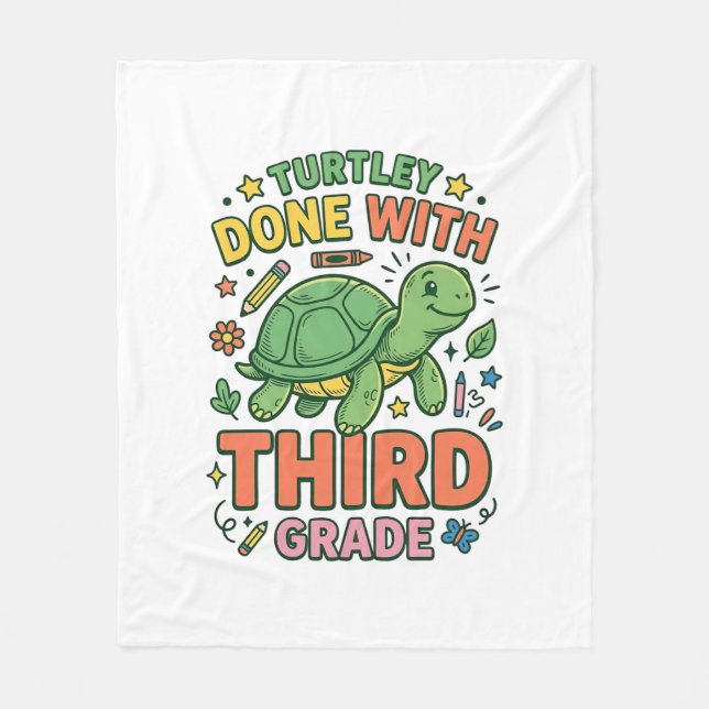 Turtley Fertig mit der dritten Klasse Turtle-Schul Fleecedecke (Vorderseite)