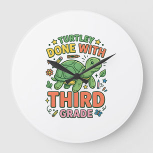 Turtley Fertig mit der dritten Klasse Turtle-Schul Große Wanduhr