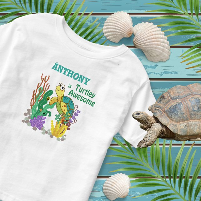 "Turtley Phantastisch" Niedliche Personalisierte S Kleinkind T-shirt (Von Creator hochgeladen)
