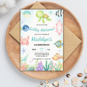 Turtley Phantastisch Watercolor Under Sea Birthday Einladung