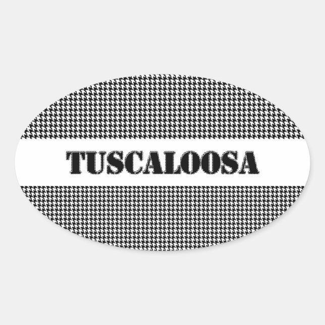 Tuscaloosa mit Hahnentrittmuster (von MG Dezigns) Ovaler Aufkleber (Vorderseite)