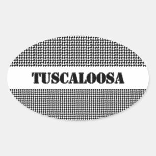 Tuscaloosa mit Houndstooth (Von MG Dezigns) Ovaler Aufkleber