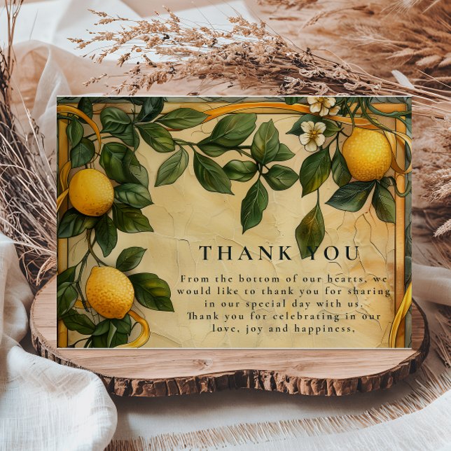 Tuscan Citrus Floral Wedding Dankeskarte (Von Creator hochgeladen)