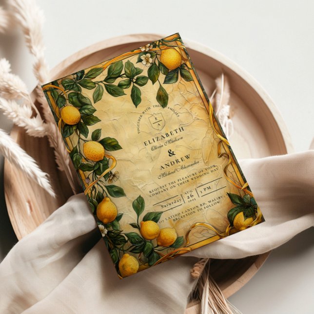Tuscan Citrus Floral Wedding Einladung (Von Creator hochgeladen)