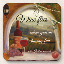 Tuscan Landscape Italian Art Wine Coasters