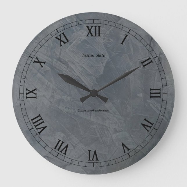 Tuscan Slate Stucco Sharper Version Große Wanduhr (Vorderseite)