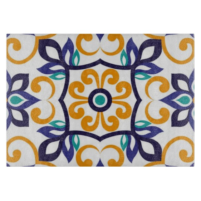 Tuscan Verve Vibrant Scrollwork  Mediterranean  Schneidebrett (Vorderseite)