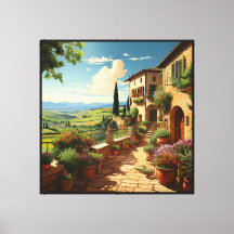 Tuscan Villa Canvas Wall Art 40x40 inch