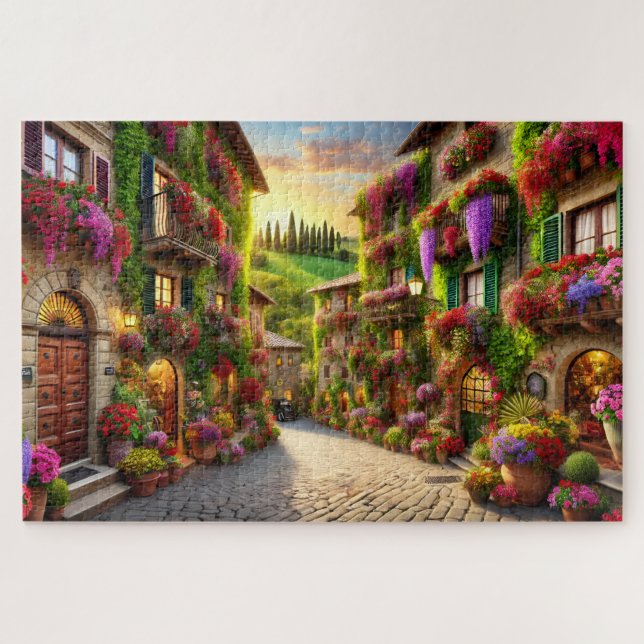 Tuscan Village Italy Afternoon Cobblestone Walk (Horizontal)