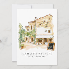Tuscan Watercolor Bachelor Weekend Einladungskarte
