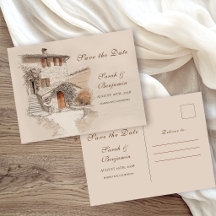 Tuscanischer Weinberg Aquarell Hochzeit Save the D