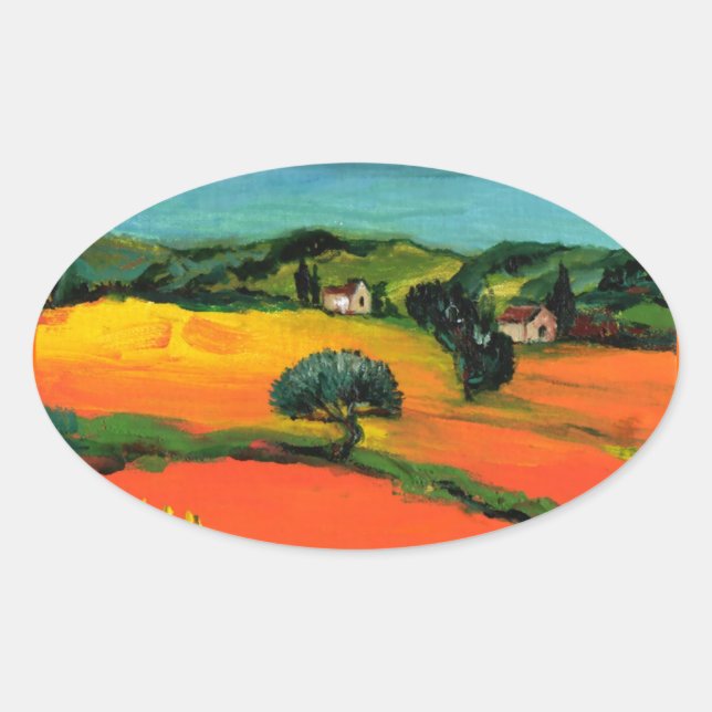 TUSCANY LANDSCAPE OVALER AUFKLEBER (Vorderseite)