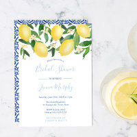 Tuscany Lemons Antikes Muster Blaues Brautparty