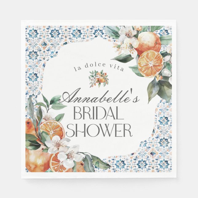 Tuscany Tile Italienisches Brautparty Tischdekorat Serviette (Vorderseite)