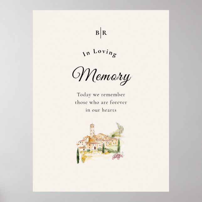 Tuscany Wedding In Loving Memory Sign Poster (Vorne)