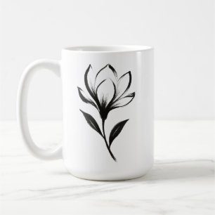 Tusche-Stil Magnolie – Elegantes florales Design a Kaffeetasse