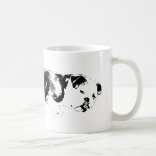 Tuscheförmiges Bulldoggen-Emblem mit frontaler Wir Kaffeetasse
