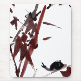 Tuschekunst mit Schnecke und Rotem Bambus Mousepad