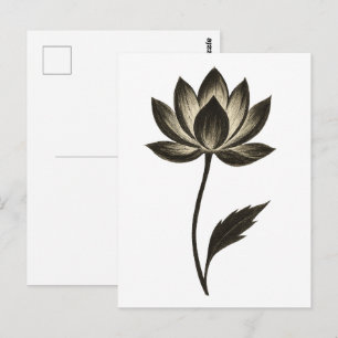 Tuschepinsel-Lotus – Minimalistisches florales Des Postkarte