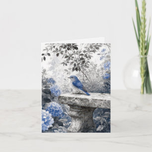 Tuschewaschung Blaumerle auf einer steinernen Gart Karte