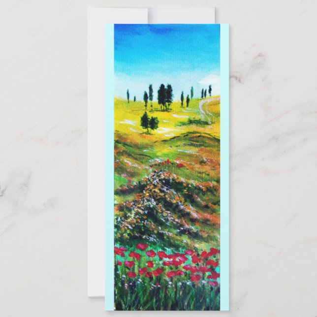 TUSKANISCHE LANDSCHAFT MIT POPPIEN EINLADUNG (Vorderseite)