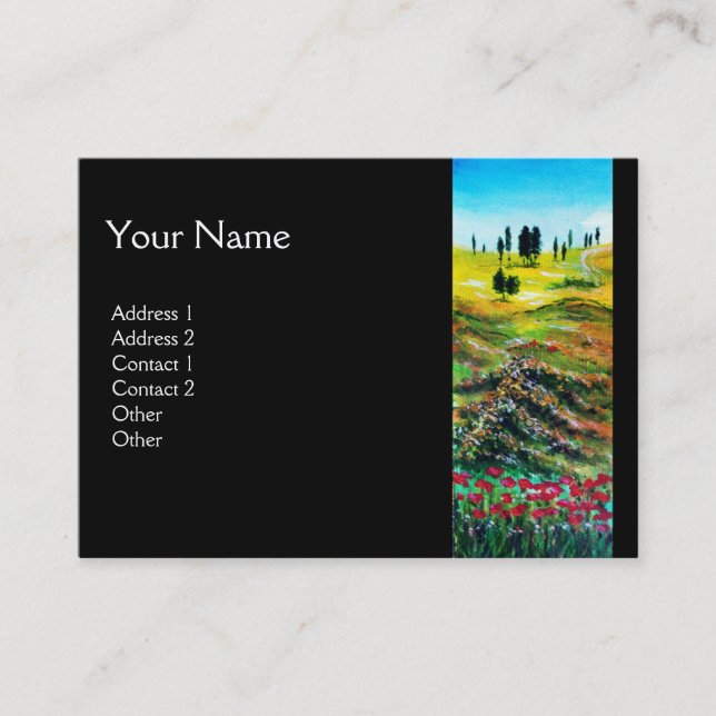 TUSKANISCHE LANDSCHAFT MIT POPPIES-MONOGRAM VISITENKARTE (Vorderseite)