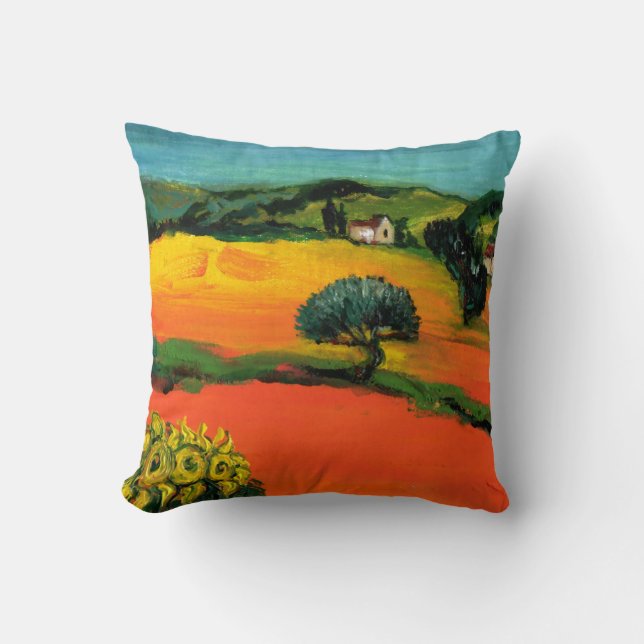 TUSKANISCHE LANDSCHAFT MIT SONNENBLUMEN OBERFLÄCHE KISSEN (Vorderseite)