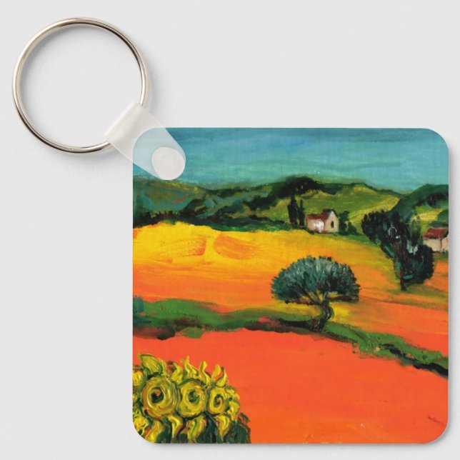 TUSKANISCHE LANDSCHAFT MIT SONNENBLUMEN SCHLÜSSELANHÄNGER (Vorderseite)