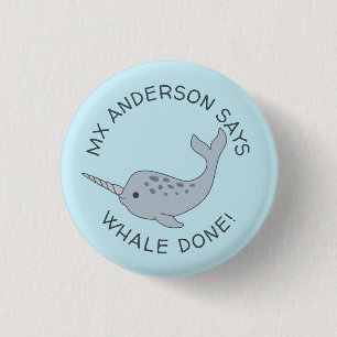 Tusked Narwhal Wal getaner Knopf Button