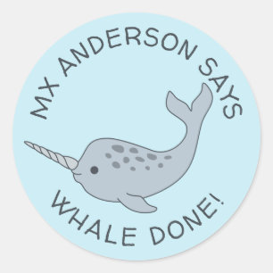 Tusked Narwhal Whale Done Stickers