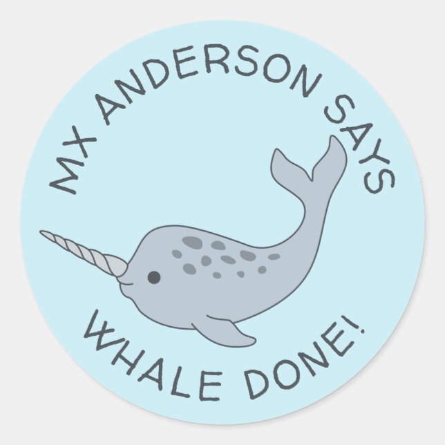 Tusked Narwhal Whale Done Stickers (Vorderseite)