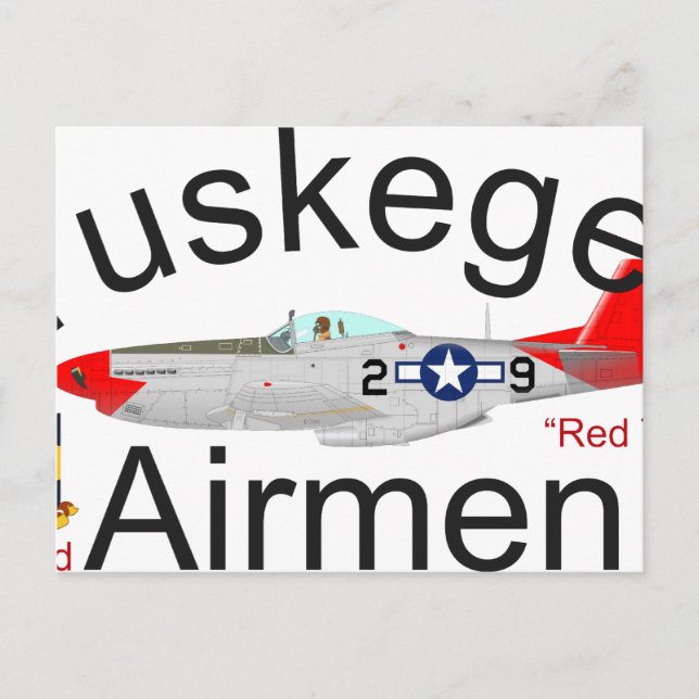 Tuskegee Airman P-51 Red Schwanzes Mustang Postkarte (Vorderseite)
