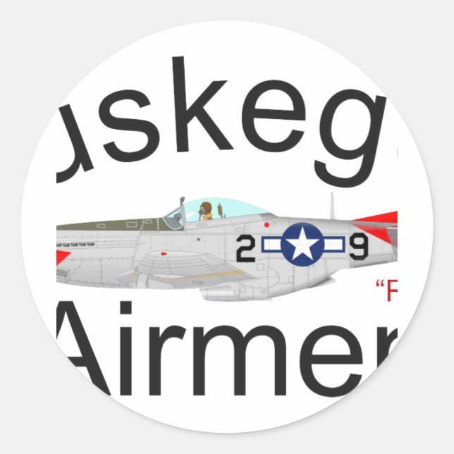 Tuskegee Airman P-51 Red Schwanzes Mustang Runder Aufkleber (Vorderseite)