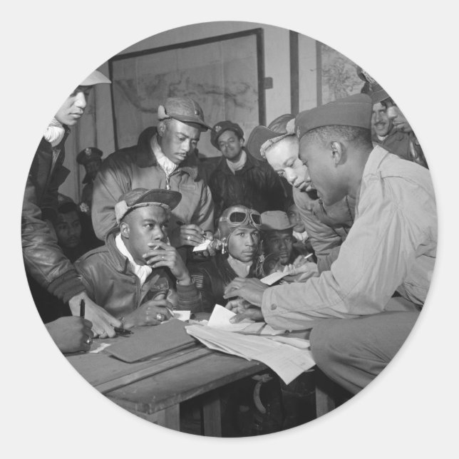 Tuskegee Airmen 332. Fighter Group Pilots Runder Aufkleber (Vorderseite)