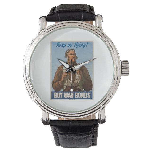 Tuskegee Airmen Behielt uns Flying WWII Watch Armbanduhr (Vorderseite)