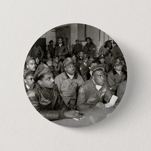 Tuskegee Airmen beim Briefing des Zweiten Weltkrie Button (Vorderseite)
